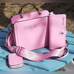 NWT Steve Madden Fondant Pink Bevelyn & Foldover Wallet Bundle Set